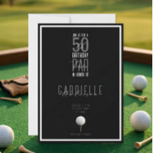 Balle de golf élégante noir et blanc 50e anniversa