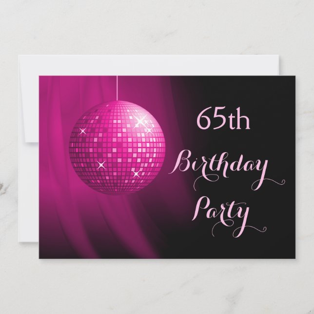 Invitation Balle de soirée Hot Pink 65th Birthday (Devant)