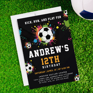 Invitation Balle de sport de football moderne orange noir pei