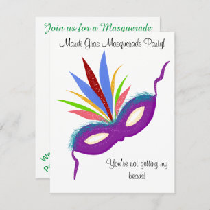 Invitation Balle Mascarade Mardi Gras violet