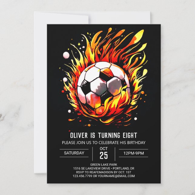 Invitation Balle moderne Aquarelle Football Anniversaire (Devant)