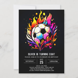 Invitation Balle moderne Aquarelle Football Anniversaire