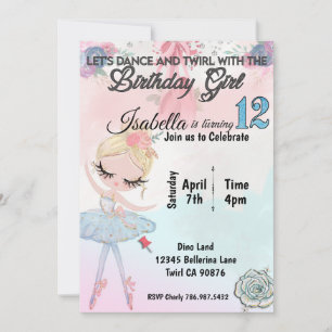 Invitation Ballerina à l'invitation de douze ans