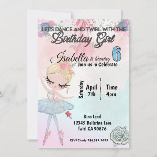 Invitation Ballerina à l'invitation de six ans
