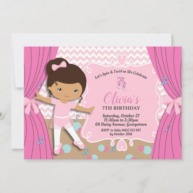 Invitation Ballerina Anniversaire des chaussures de ballet Pi (Devant)