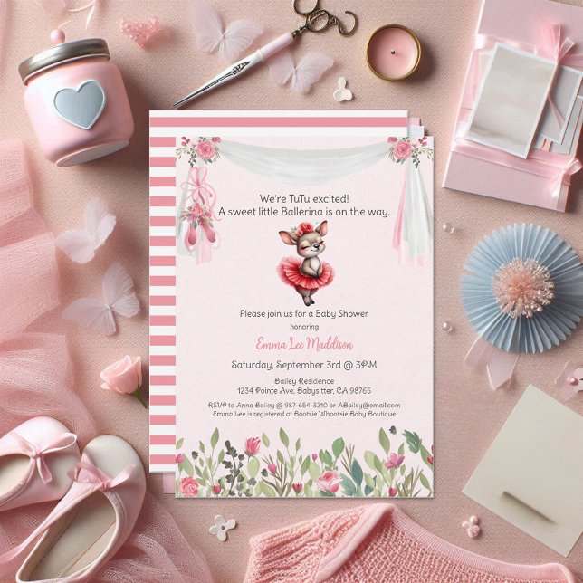 Invitation Ballerina Baby Girl Douche Tutu Elégant Kangaroo (Créateur téléchargé)