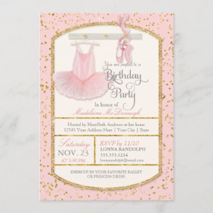Invitation Ballerina Ballet de la petite fille douce fête d'a