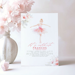 Invitation Ballerina Ballet Floral rose fête d'anniversaire