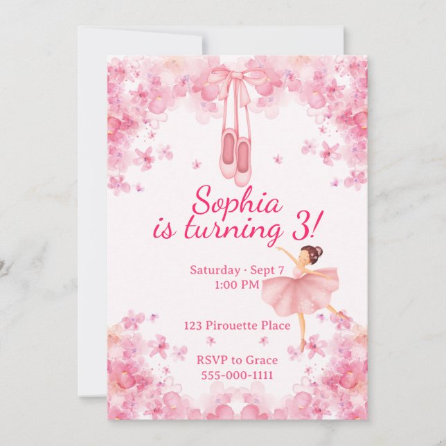 Invitation Ballerina Birthday (Devant)