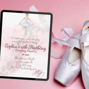 Invitation Ballerina élégant et fête d'anniversaire de la pou