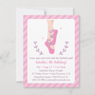 Invitation Ballerina et chaussures de ballet Fille fête d'ann