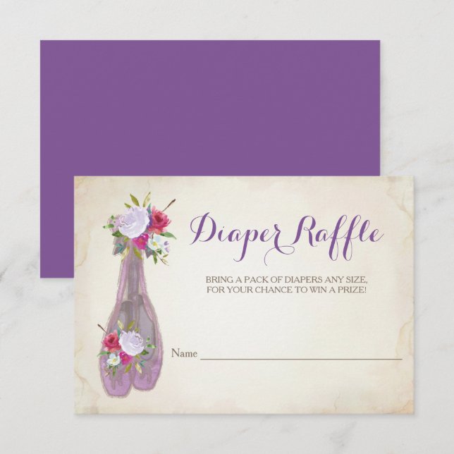 Invitation Ballerina Fillette Baby shower Déchets Raffle (Devant / Derrière)