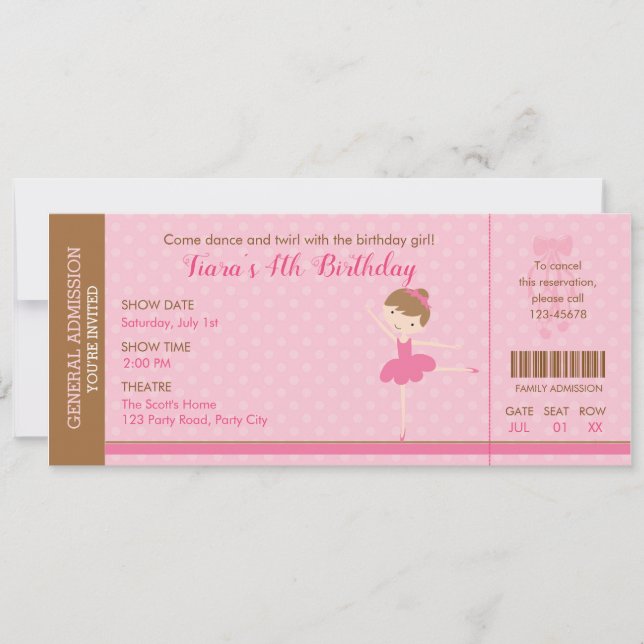 Invitation Ballerina (Invitations de ballet) rose (Devant)