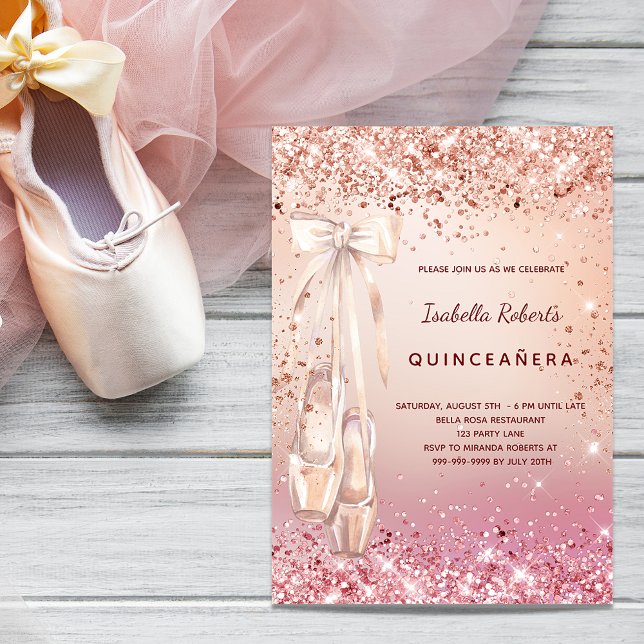 Invitation Ballerina rose de Quinceanera or rose parties scin (Créateur téléchargé)