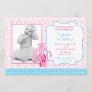 Invitation Ballerina Slippers Photo Anniversaire Fête Invitat
