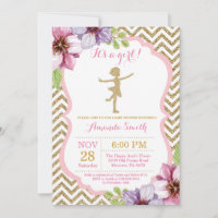 Ballerine Baby Shower Fuschsa et Paillettes Dorées