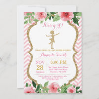Ballerine Baby Shower Rose et Paillettes Dorées