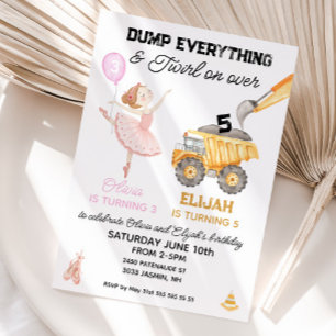 Invitation Ballerine et fête de construction pour anniversair