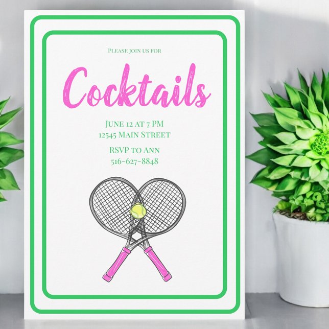 Invitation Balles de cocktail à raquettes de tennis croisées  (Créateur téléchargé)