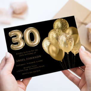 Invitation Balles d'or Noir 30e fête d'anniversaire