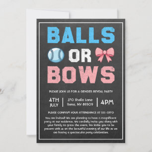 Invitation Balles ou Nœuds Baseball Révélation du Sexe