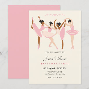 Invitation Ballet Ballerine élégante anniversaire