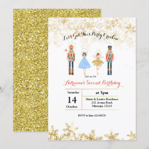 Invitation Ballet d'or Parties scintillant de Noël Anniversai