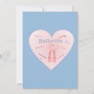 Invitation Ballet Heart avec pointes chaussures et termes