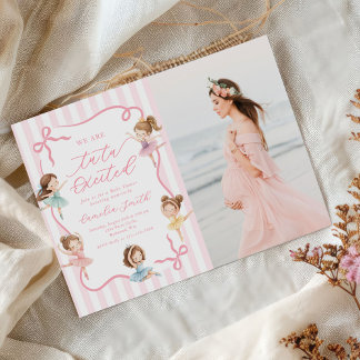 Invitation Ballet Pink Girls Bow Ballerina Baby Shower Photo