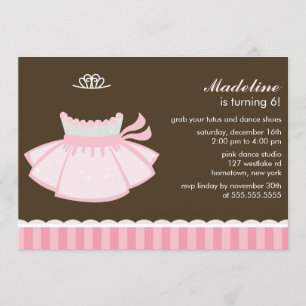 Invitation Ballet rose Princesse Filles Anniversaire