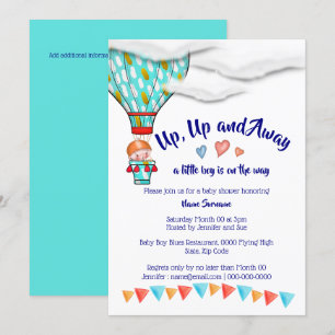 Invitation Ballon à air chaud garçons baby shower jolie fête 
