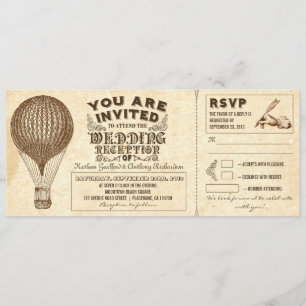 Invitation ballon à air vintage typographie réception de mari