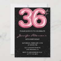 Ballon Black Pink Glam Glitter 36e anniversaire