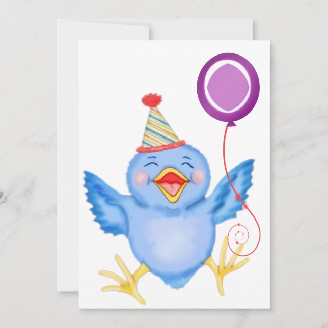 Invitation Ballon bleu d'anniversaire de birdie (Devant)
