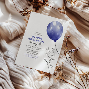 Invitation Ballon Bleu Tendance 50e Anniversaire