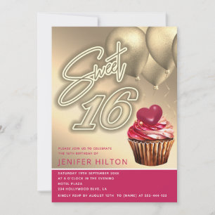 Invitation ballon cool or whimsy cupcake neon doux 16