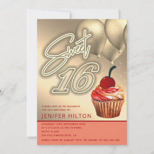 Invitation ballon cool or whimsy cupcake neon doux 16