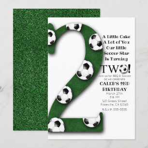 Invitation Ballon de Football DEUX 2 2ème Fête d'Anniversaire