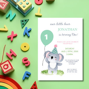 Invitation Ballon De Koala Bébé Mignon Anniversaire Enfants