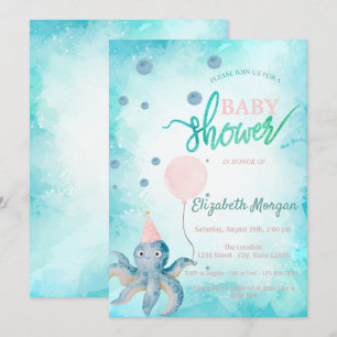Invitation Ballon de poulpe adorable pour Baby Shower d'été
