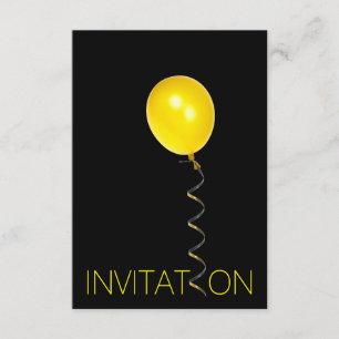 Invitation Ballon minimal Jaune Vip Party noir