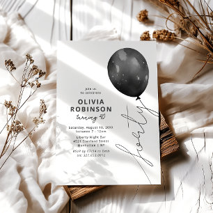 Invitation Ballon Noir Branché 40e Anniversaire