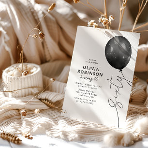 Invitation Ballon Noir Branché 60e Anniversaire