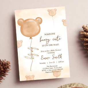 Invitation Ballon Ours en Peluche Très Mignon Shower Bébé Boh