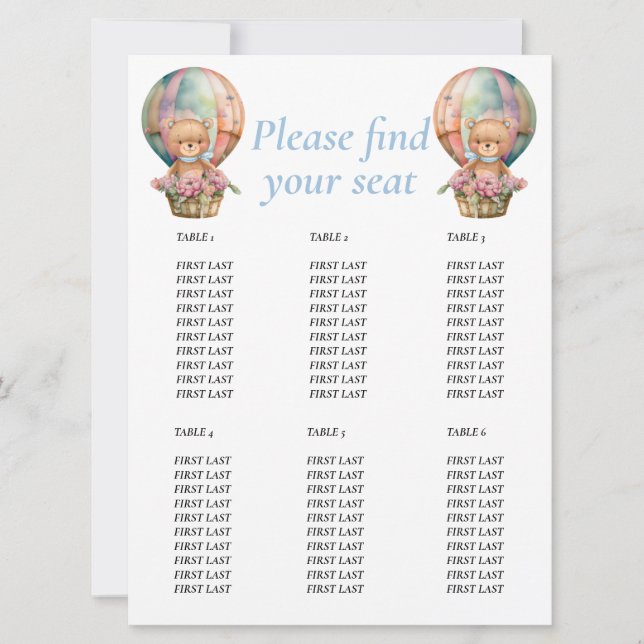 Invitation Ballon Ourson de Anniversaire (Devant)