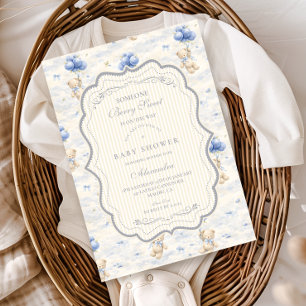Invitation Ballon Ourson Toile Baignoire Fille Bébé