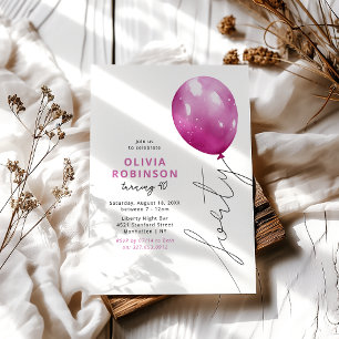 Invitation Ballon Trendy Paink 40e Anniversaire