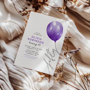 Invitation Ballon Violet Tendance 50e Anniversaire