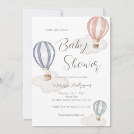 Invitation Ballons à air chaud baby shower Neutre genre
