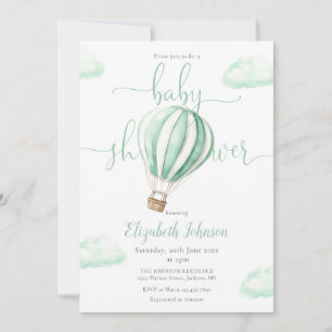 Invitation Ballons à air chaud doux Baby shower neutre genre